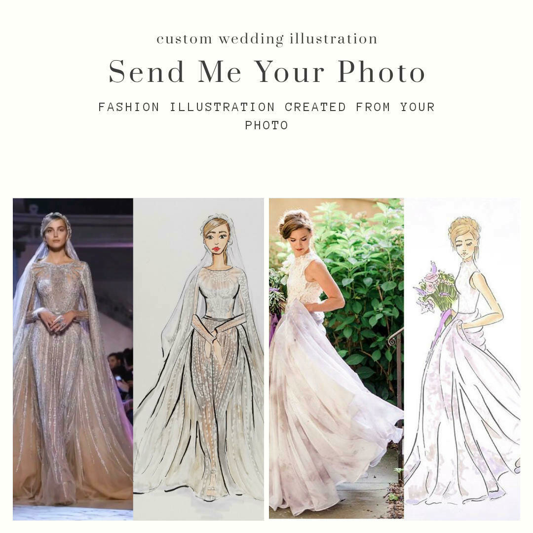 Custom Wedding Bridal Fashion Illustration Custom Wedding Bridal Fashion Illustration