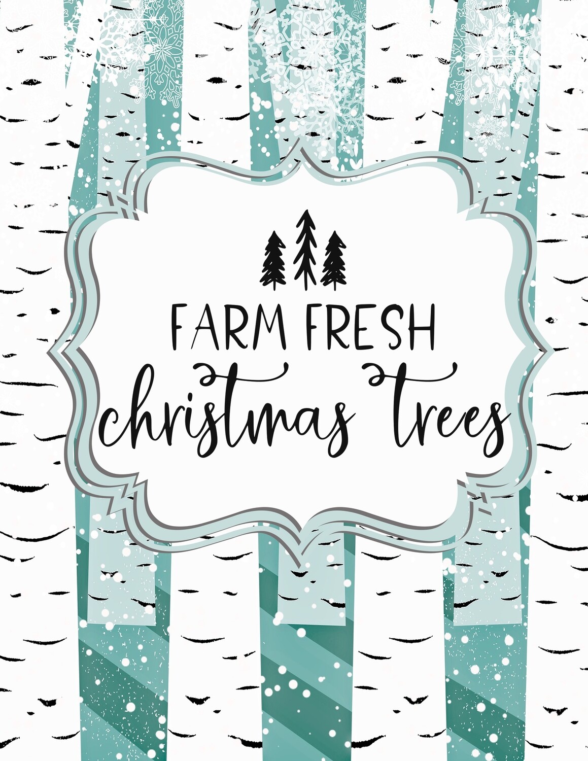 Farm Fresh Christmas Trees- Aqua Blue and White Birch Farm Fresh Christmas Trees- Aqua Blue and White Birch