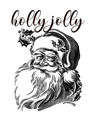 Holly Jolly Black and White Santa Free Printable