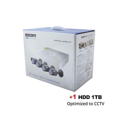 All in one CCTV kit / Reduce Installation and Tune up time, Includes 4 bullet cameras 720p / 1 TB Hard Disc Drive / DVR FULL HD cloud P2P Hik-Connect / Power supply and video conector All in one CCTV kit / Reduce Installation and Tune up time, Includes 4 bullet cameras 720p / 1 TB Hard Disc Drive / DVR FULL HD cloud P2P Hik-Connect / Power supply and video conector