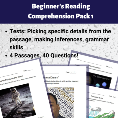 Beginner's Reading Comprehension Pack 1 Beginner's Reading Comprehension Pack 1