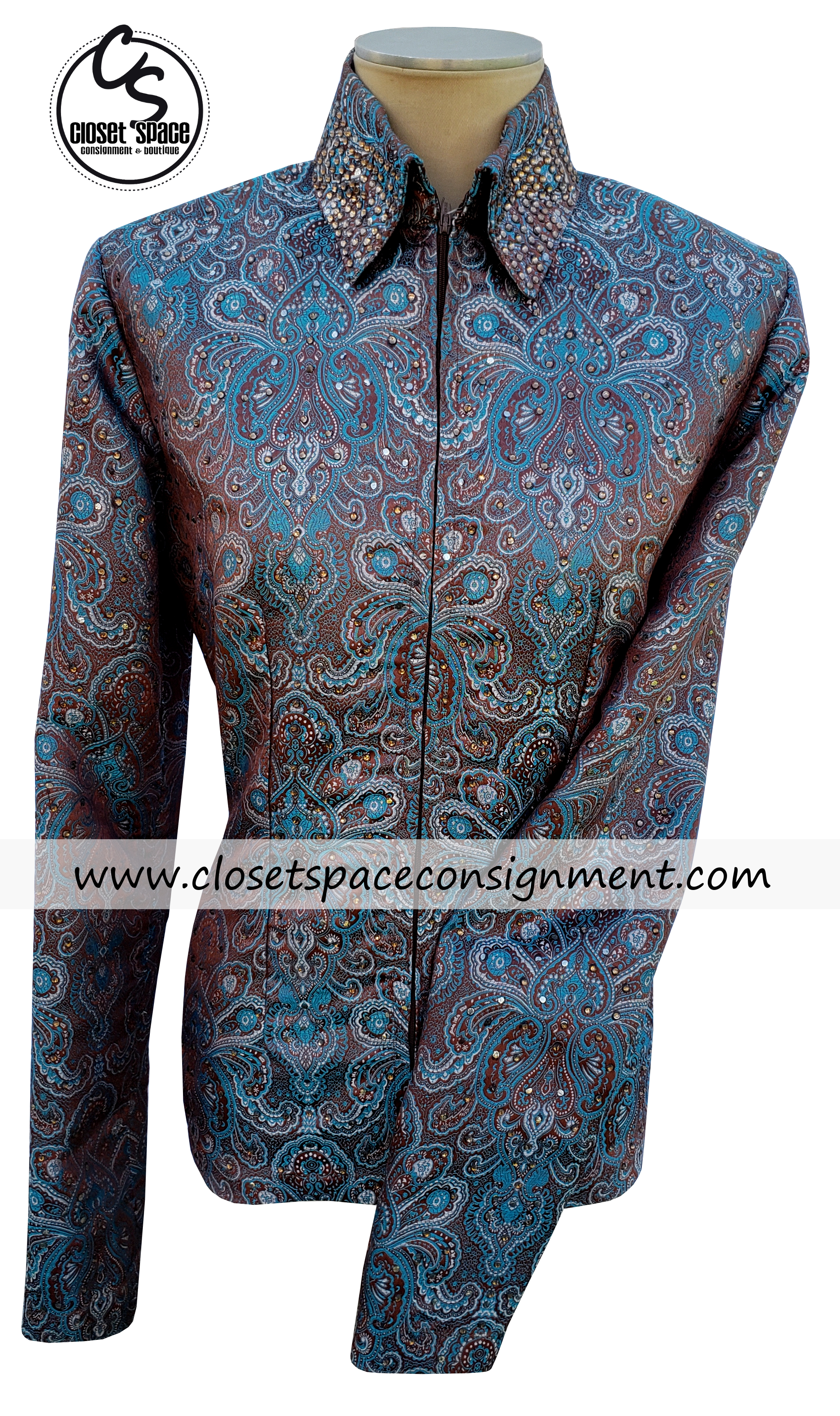 Turquoise & Brown Brocade Showmanship Set 2MT1