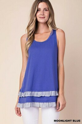 Blue Frills Criss Cross Back Tank Blue Frills Criss Cross Back Tank