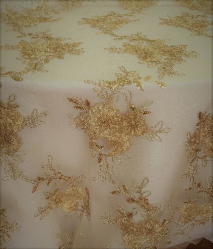 Champagne Embroidery Sequins (132" Diameter, Champagne) 00246