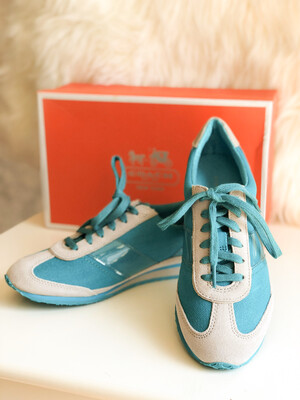 {RARE} COACH Mae Turquoise/Cloud Canvas Sneaker {RARE} COACH Mae Turquoise/Cloud Canvas Sneaker