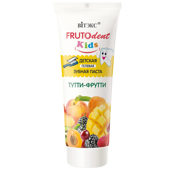 FRUTOdent Kids | Зубная паста Детская Гелевая Тутти-Фрутти, 65 г FRUTOdent Kids | Зубная паста Детская Гелевая Тутти-Фрутти, 65 г