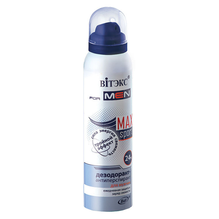VITEX for MEN sport MAX | Дезодорант-антиперспирант 24 часов. (Аэрозоль), 150 мл VITEX for MEN sport MAX | Дезодорант-антиперспирант 24 часов. (Аэрозоль), 150 мл