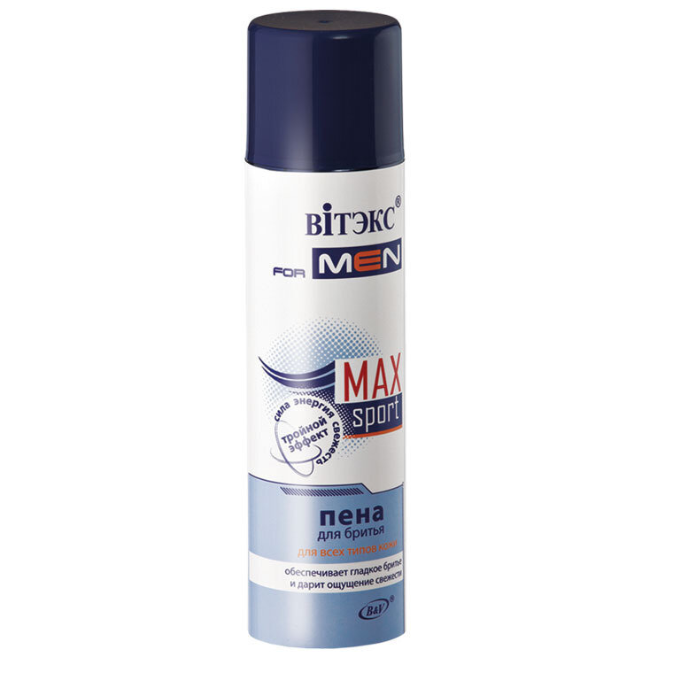 VITEX for MEN sport MAX | Пена для бритья для всех типов кожи (аэрозоль), 250 мл VITEX for MEN sport MAX | Пена для бритья для всех типов кожи (аэрозоль), 250 мл
