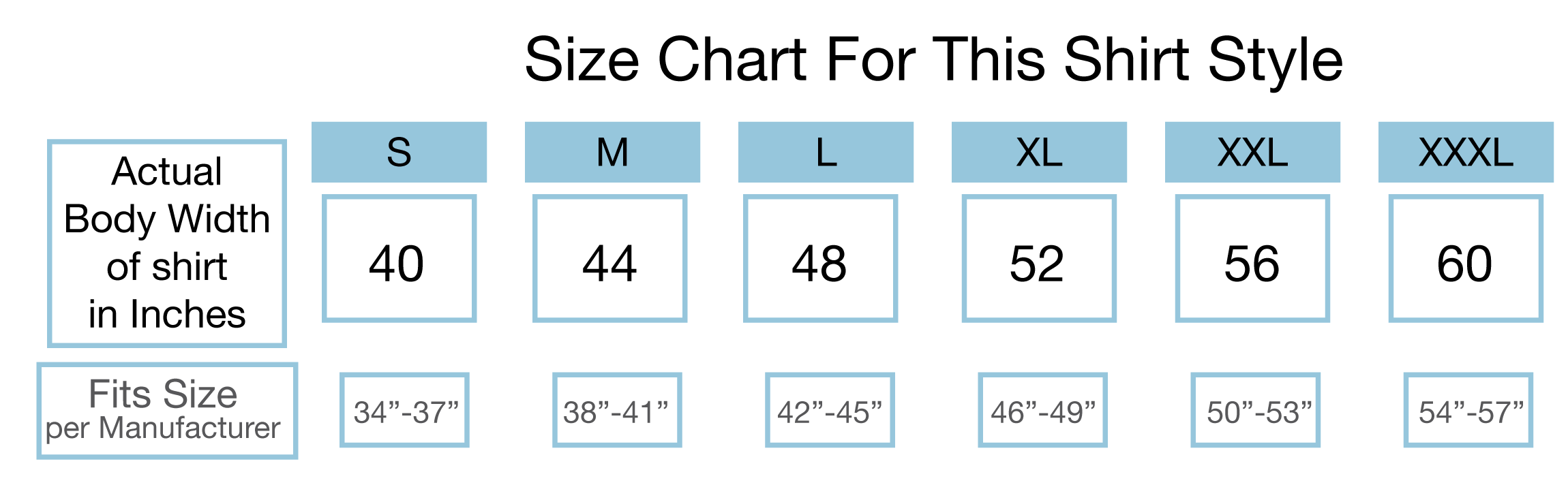 Size Chart for Hoodies