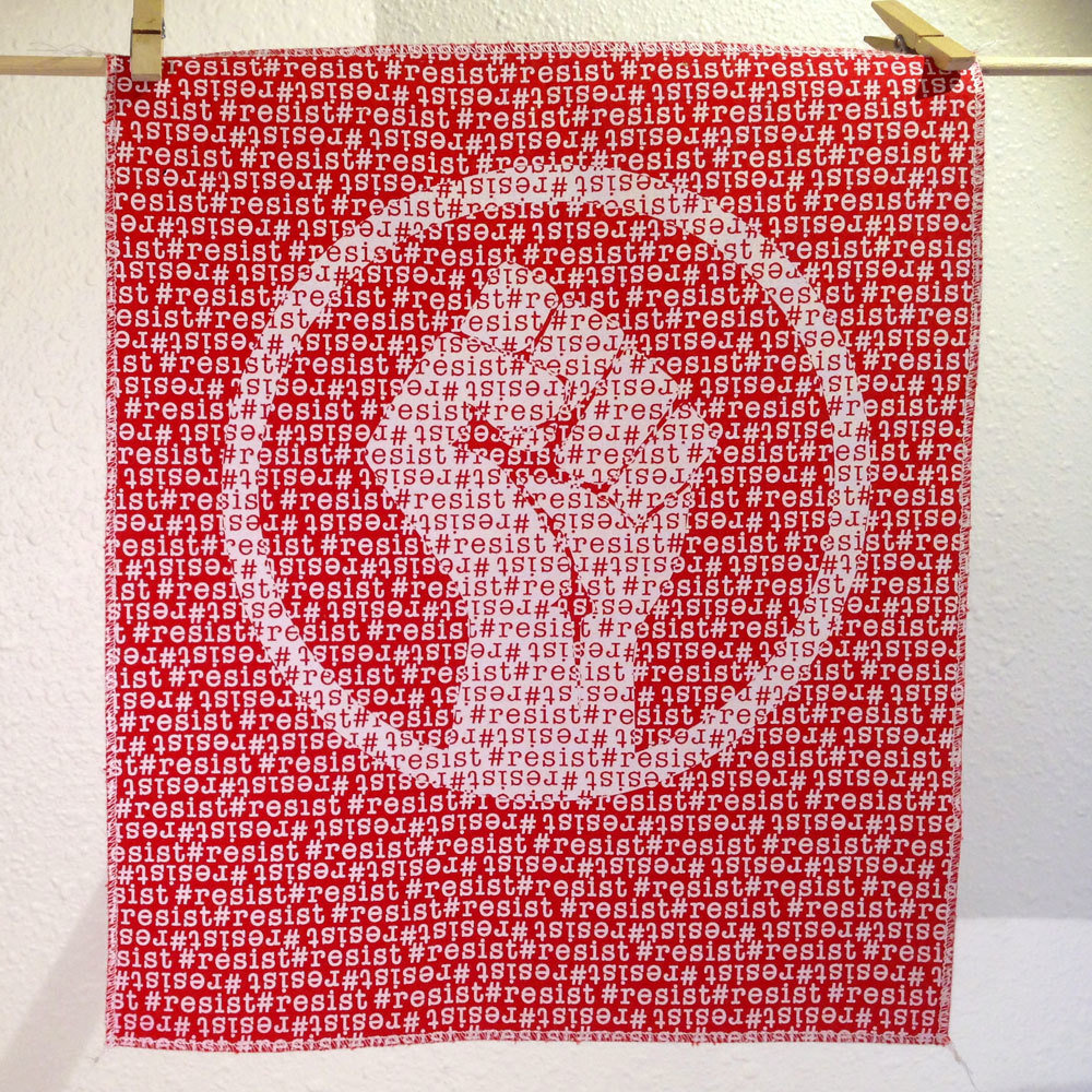 #Resist - Hand Printed Fabric Panel FP0010
