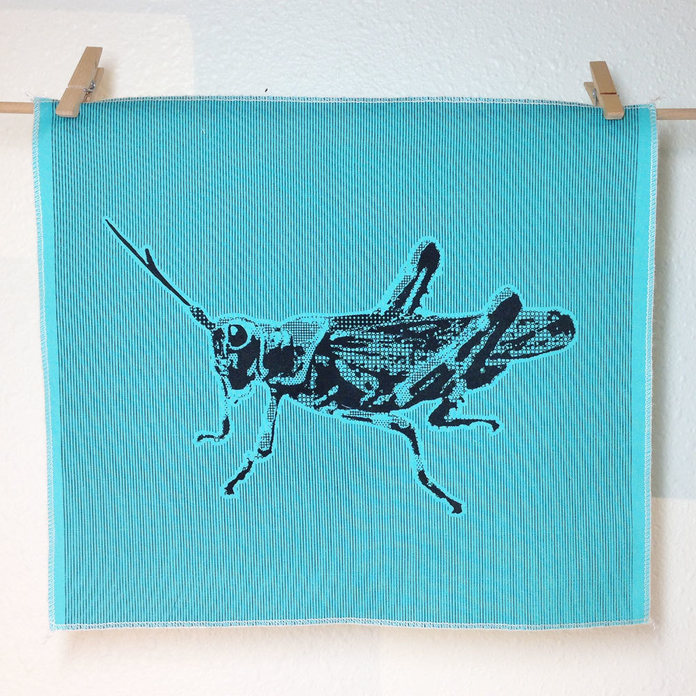 Grasshopper - Hand Printed Fabric Panel FP0013
