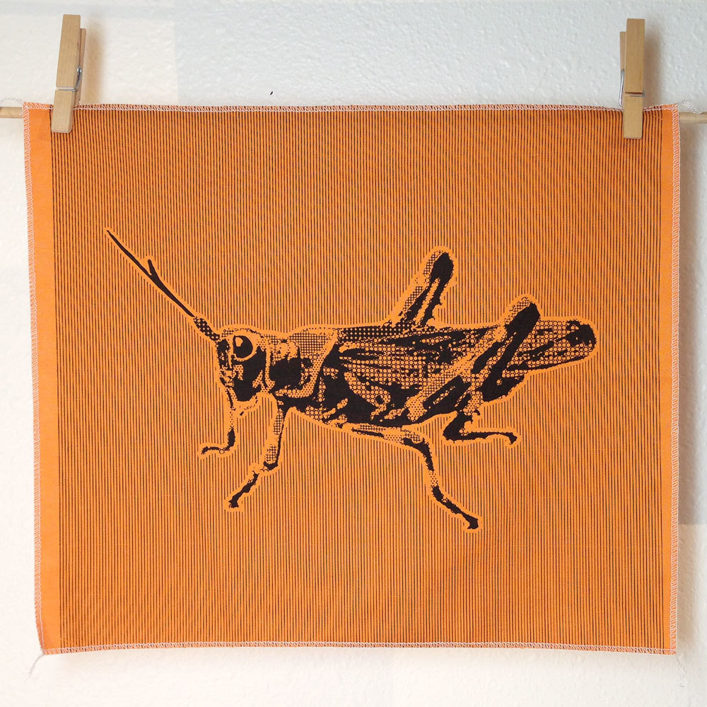 Grasshopper - Hand Printed Fabric Panel