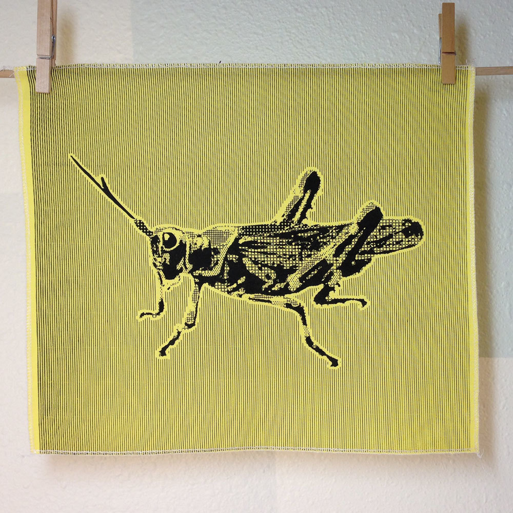 Grasshopper - Hand Printed Fabric Panel