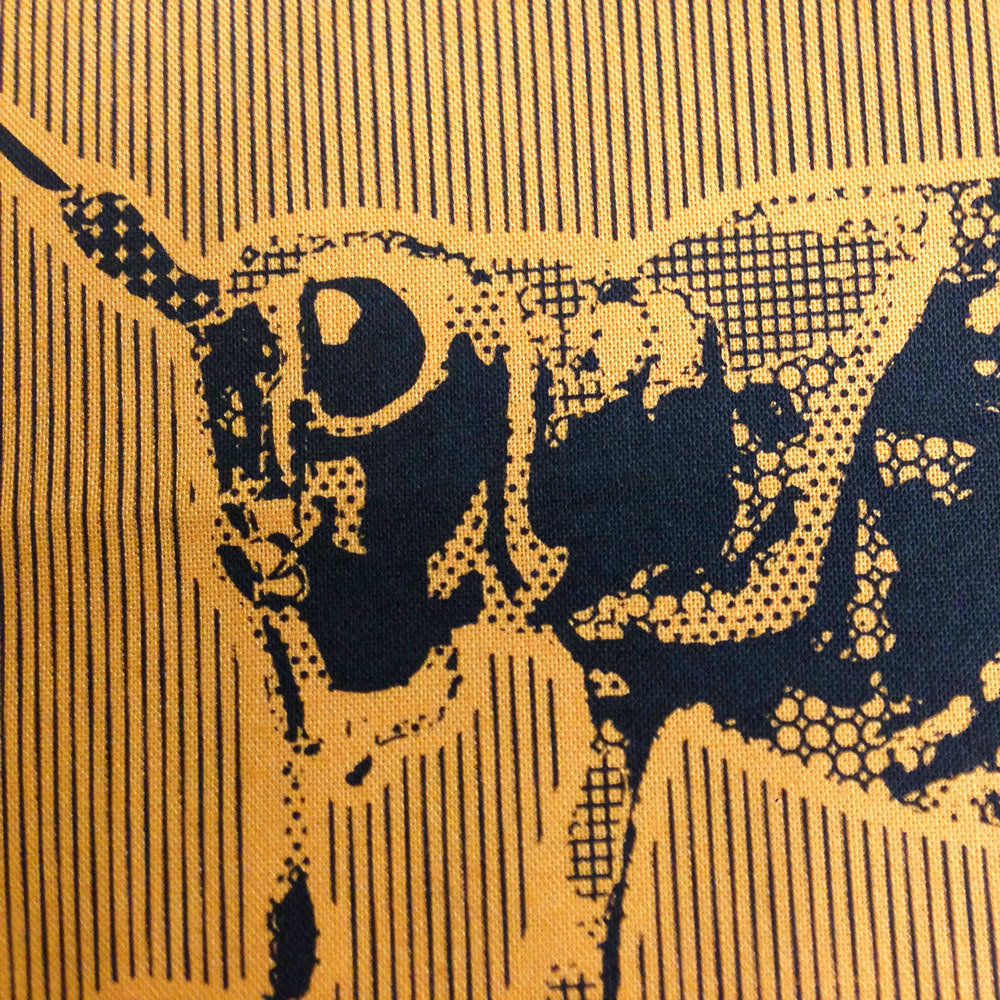 Grasshopper - Hand Printed Fabric Panel
