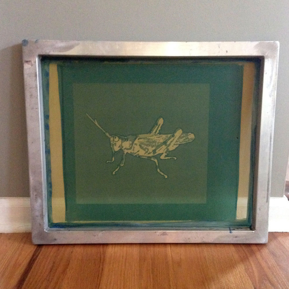 Grasshopper - Hand Printed Fabric Panel