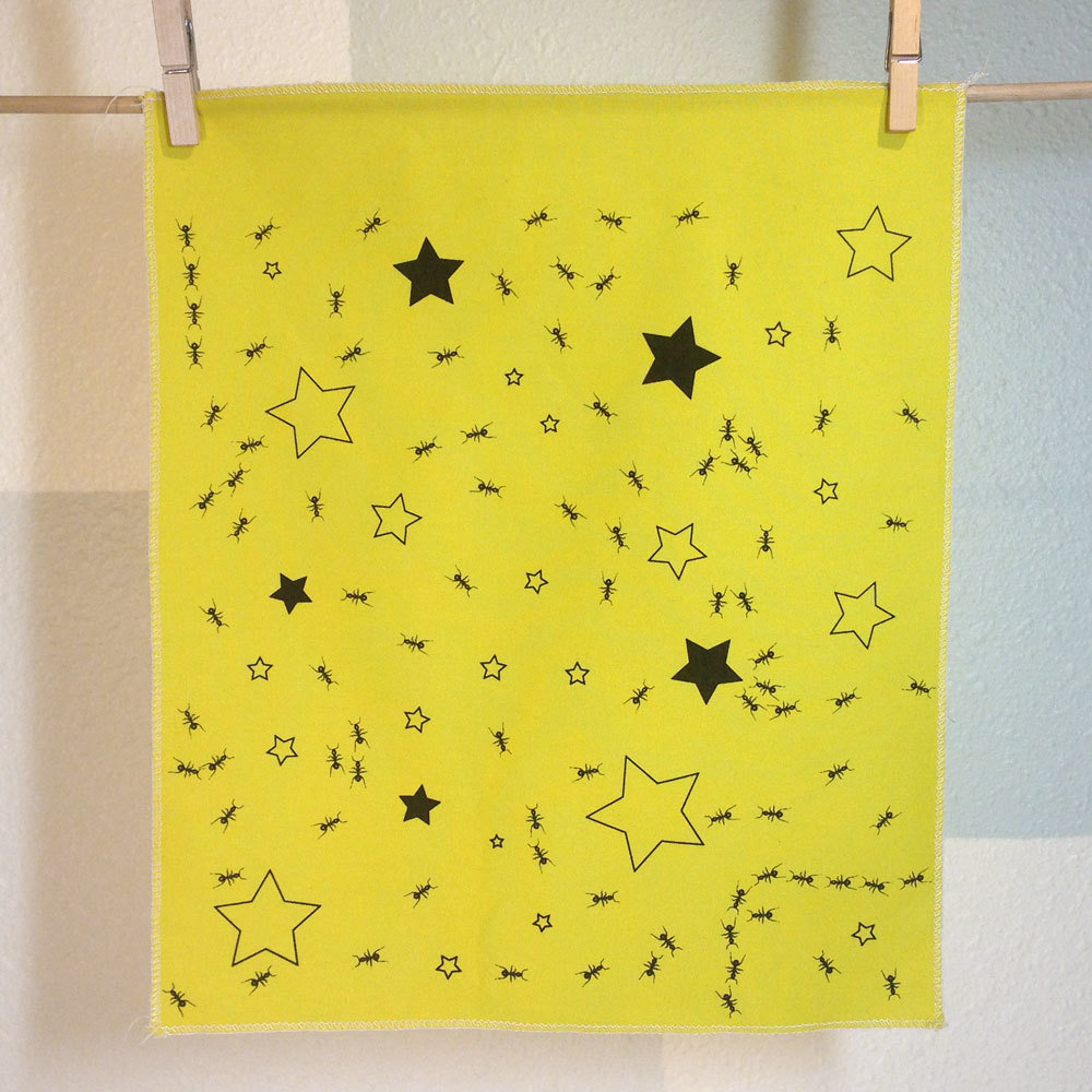 Ants In Stars - Hand Printed Fabric Panel FP00150