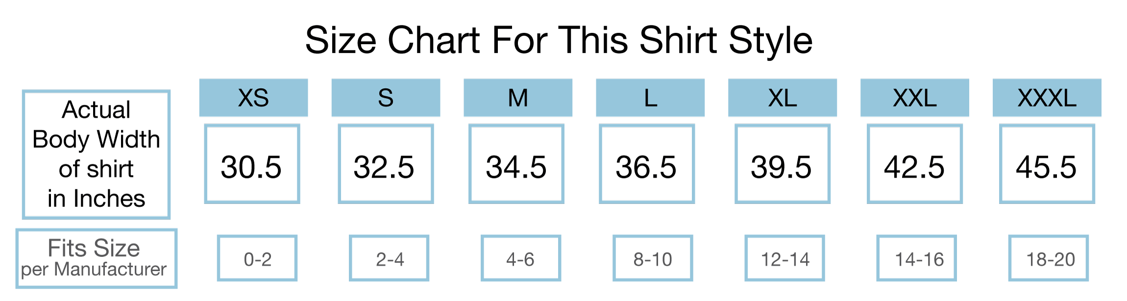 Size Chart for this style