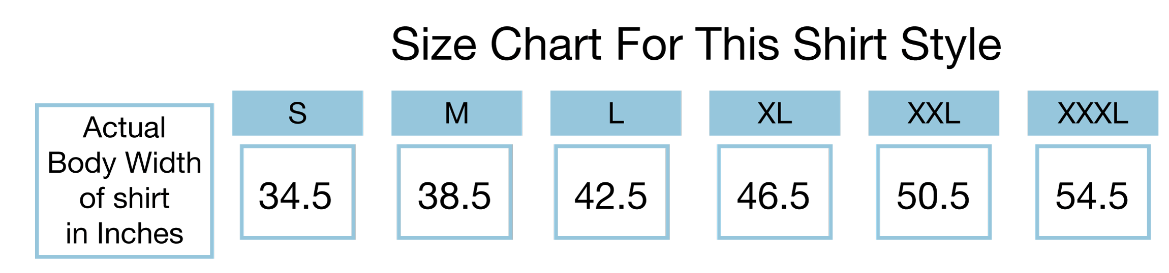 Size Chart for this style