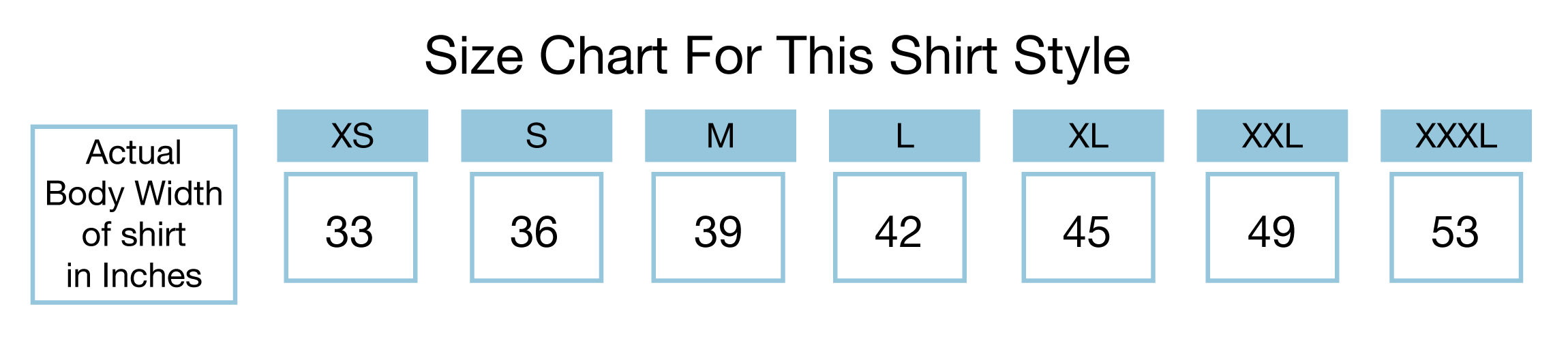 Size Chart for this style
