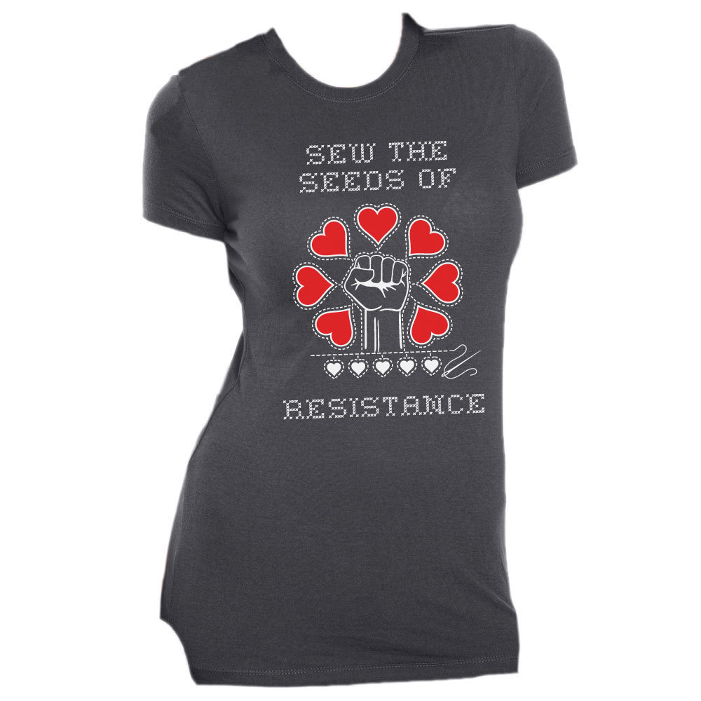Sew The Seeds of Resistance - Slim Fit Tee - Grey MEDIUM AT01013