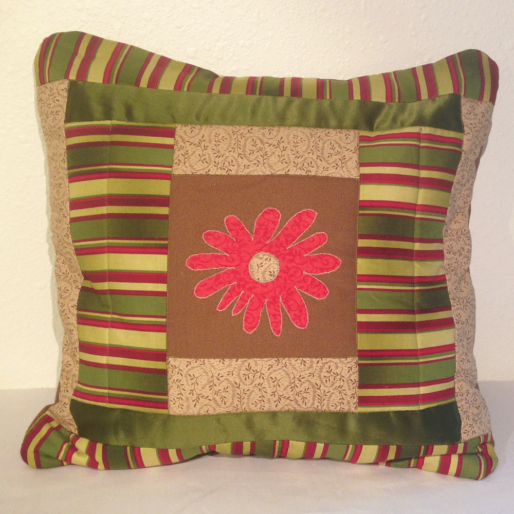 Flower Appliqué Quilted Pillow Cover HM0014