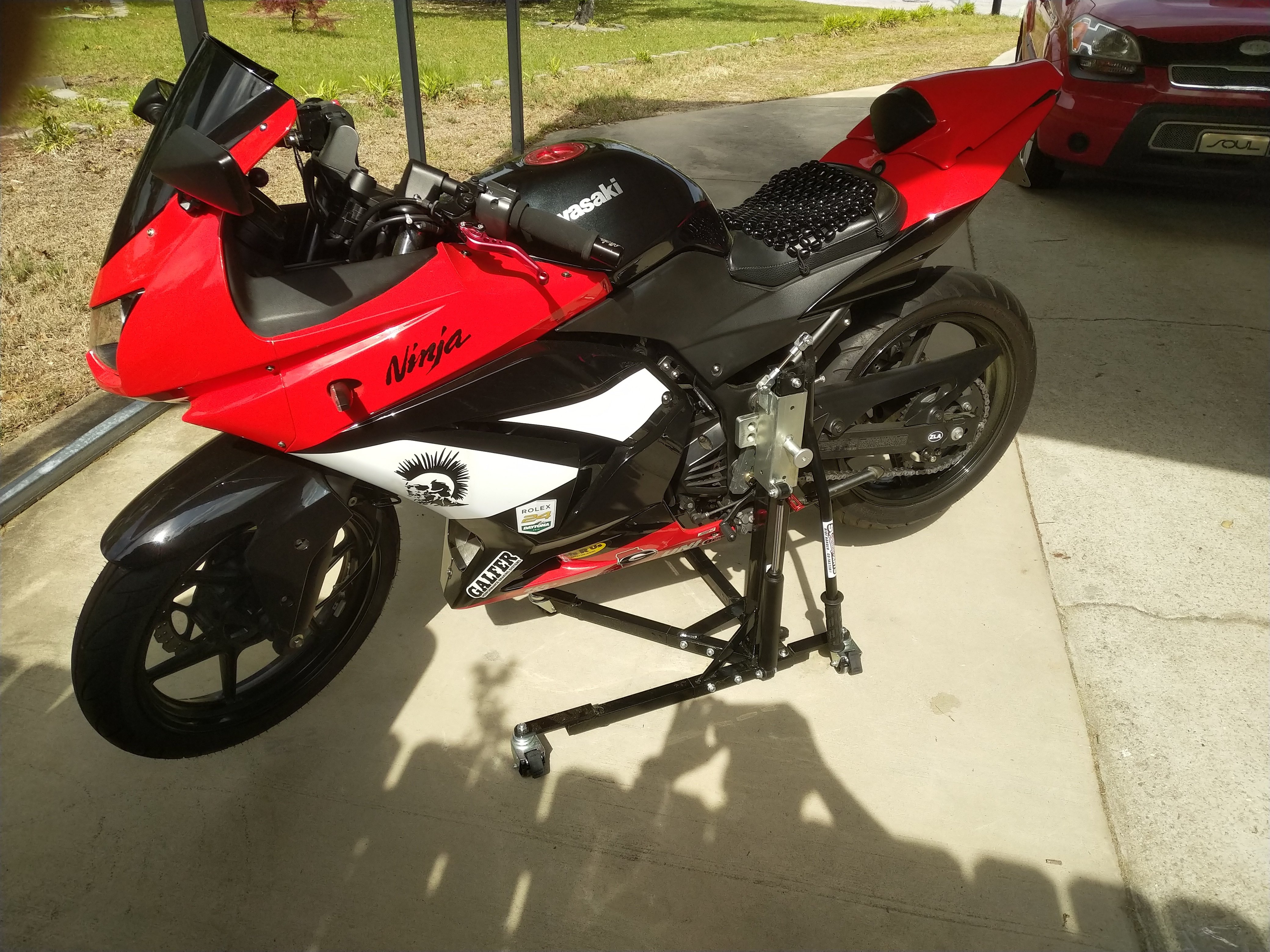Black Custom Paddock Style Side Lift Stands Kawasaki Ninja Sport Bike Models
