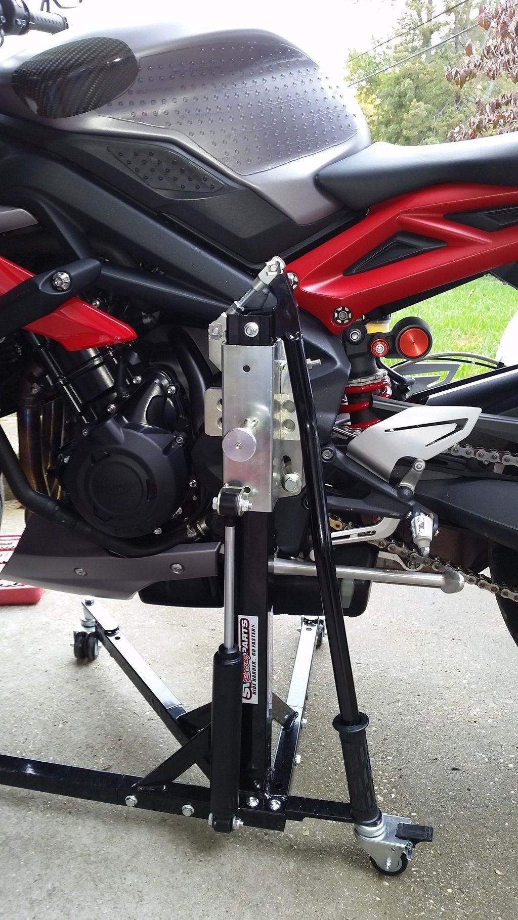 Black Custom Paddock Style Side Lift Stands Triumph '06 - 2017 675 Street Triple Models