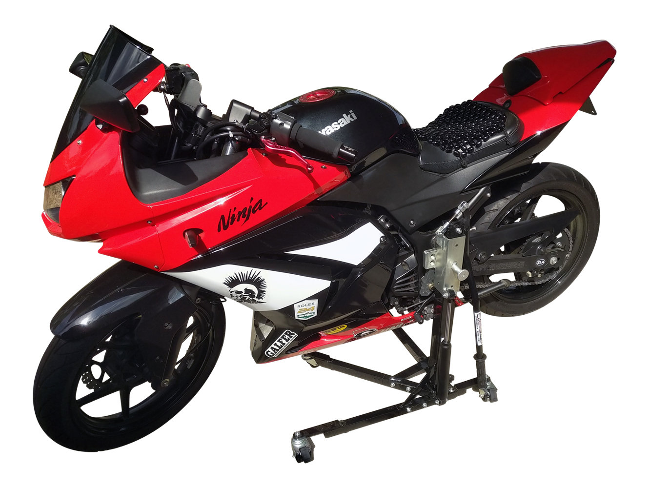 Black Custom, Paddock Style Side Lift Stands Kawasaki Ninja 250R - Ninja 300R Models