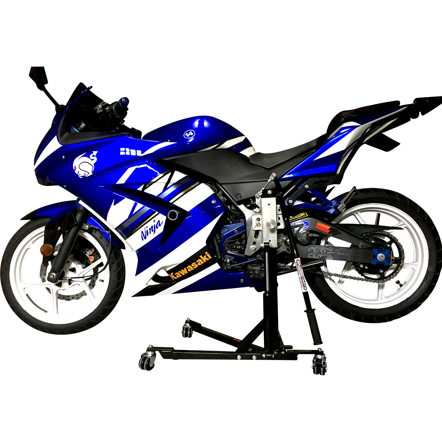 Black Custom Paddock Style Side Lift Stands Kawasaki Ninja Sport Bike Models 00375