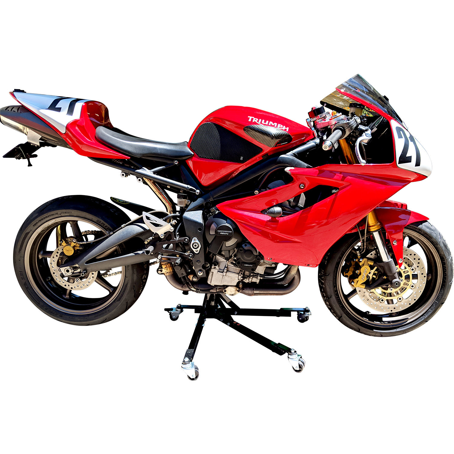 Black Custom Paddock Style Side Lift Stands 2011 - 2019 Gen 2 Triumph Speed Triple