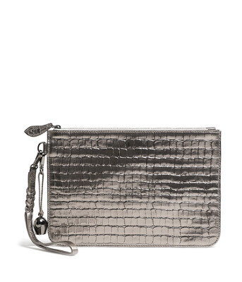Bell & Fox MILA Wristlet Clutch Pewter Croc Bell & Fox MILA Wristlet Clutch Pewter Croc
