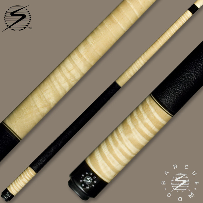 Samsara Bar Cue Series Curly Maple / Black Leather Wrap BQ-CM-BLW