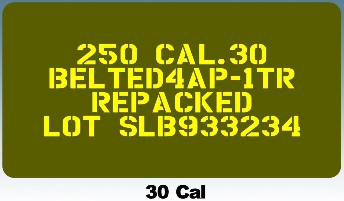 Ammo can stencil 30 Cal or 50 Cal stencil set for re-enactors ww2 army ...