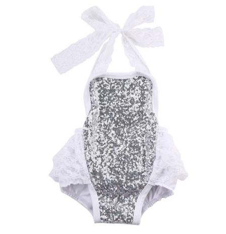 Anabelle Romper | White & Silver Anabelle Romper | White & Silver