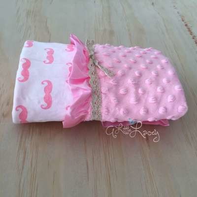 Pink Moustache | Light Pink | Minky Baby Blanket Pink Moustache | Light Pink | Minky Baby Blanket