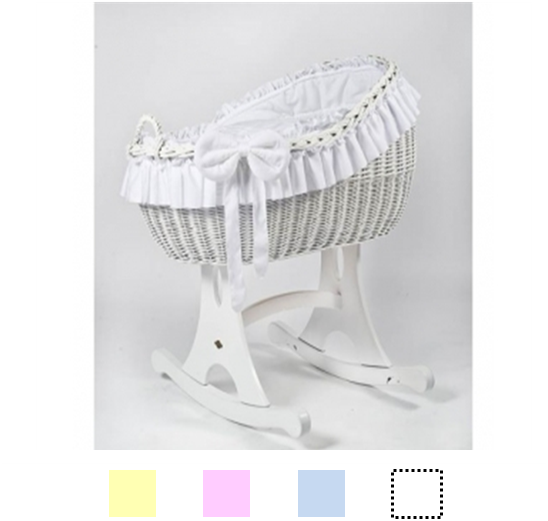 Mj Mark High Back Rocking Wicker Crib White