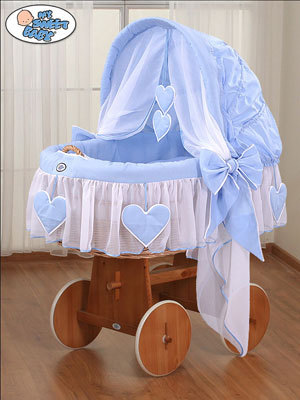 My Sweet Baby Hooded Crib Blue Hanging Hearts