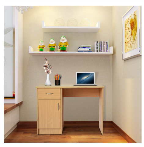 Wooden Computer Desk With Cabinet Drawer For Home Office Pc