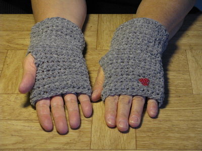 Crochet Grey Finger-less Hand Warmers - Size medium Crochet Grey Finger-less Hand Warmers - Size medium