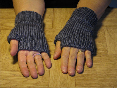 Knit Blue Finger-less Hand Warmers - Size medium Knit Blue Finger-less Hand Warmers - Size medium