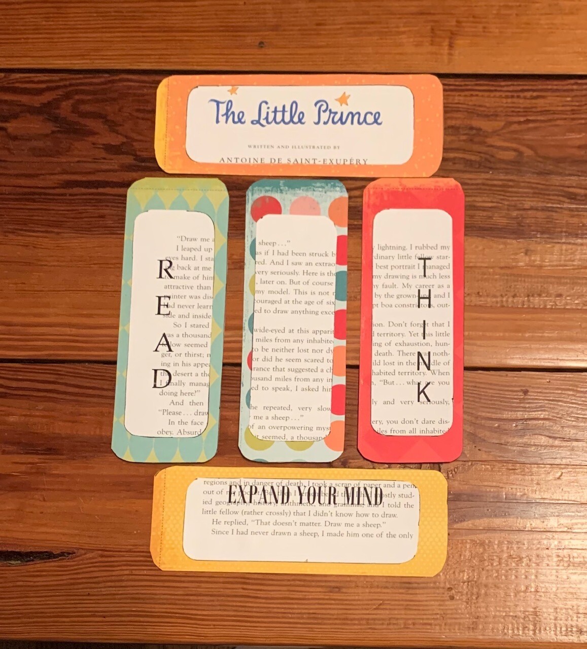 The Little Prince 5 upcycled bookmarks The Little Prince 5 upcycled bookmarks