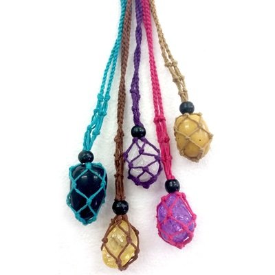 Beaded Cotton Macrame Crystal Holder Beaded Cotton Macrame Crystal Holder