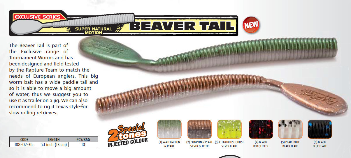 Beaver tails 5.1 inch 10 per bag super tail motion