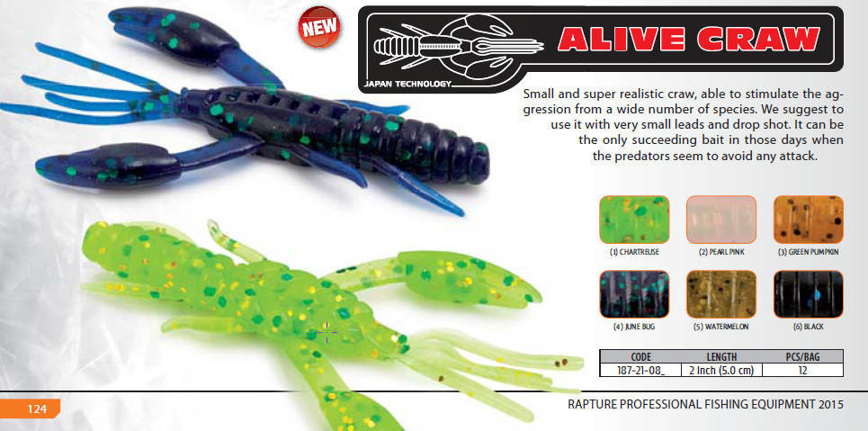 Ultra light game Alien Alive Craw 0.9 inch 12 pcs