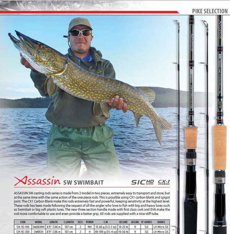 Assassin Swim Bait and Big Jerk Pike rods casts to 6 oz. 00381