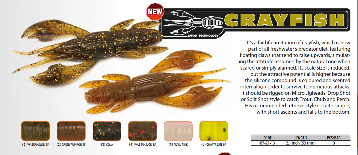 ULG Crayfish 2.1 inch 8 per pack new for 2016