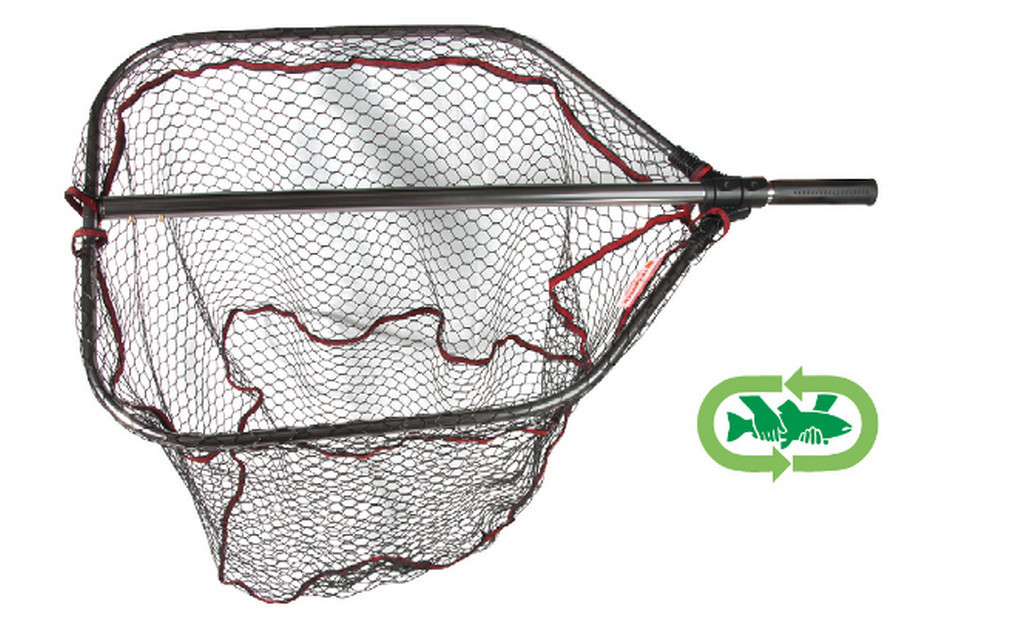 Agressor rubber net foldable in two with click fit and 1 m extention handle 00447