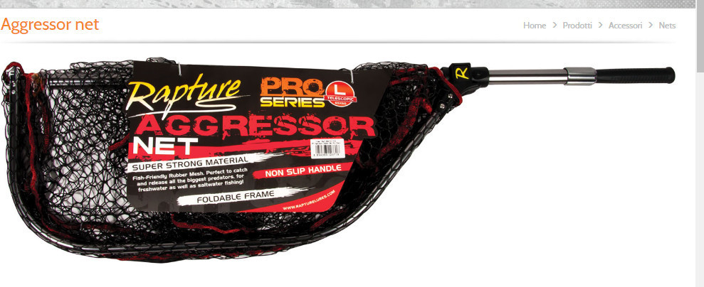 Agressor rubber net foldable in two with click fit and 1 m extention handle