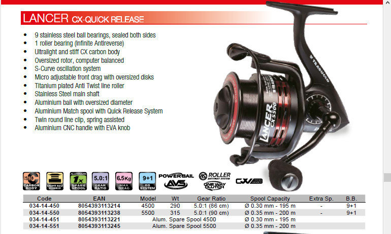 Lancer CX quick release feeder reel 00548