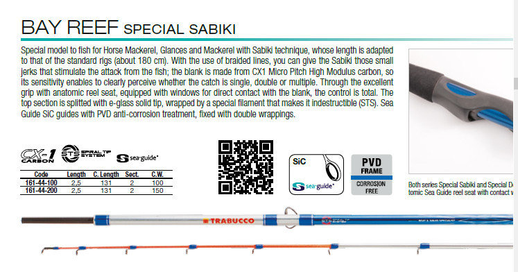 Bay reef special sabiki 2.5mt 150g 12lb class STS unbreakable tip, perfect for feathers and sabikis for bait 00565